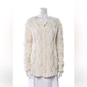 Anine Bing Cozy Cable Knit Cream Sweater